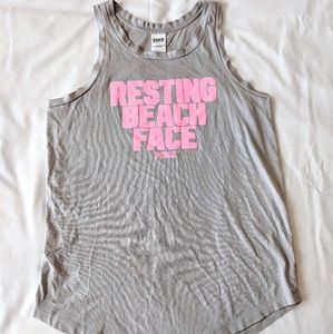 VS PINK Resting Beach Face Grey Tank